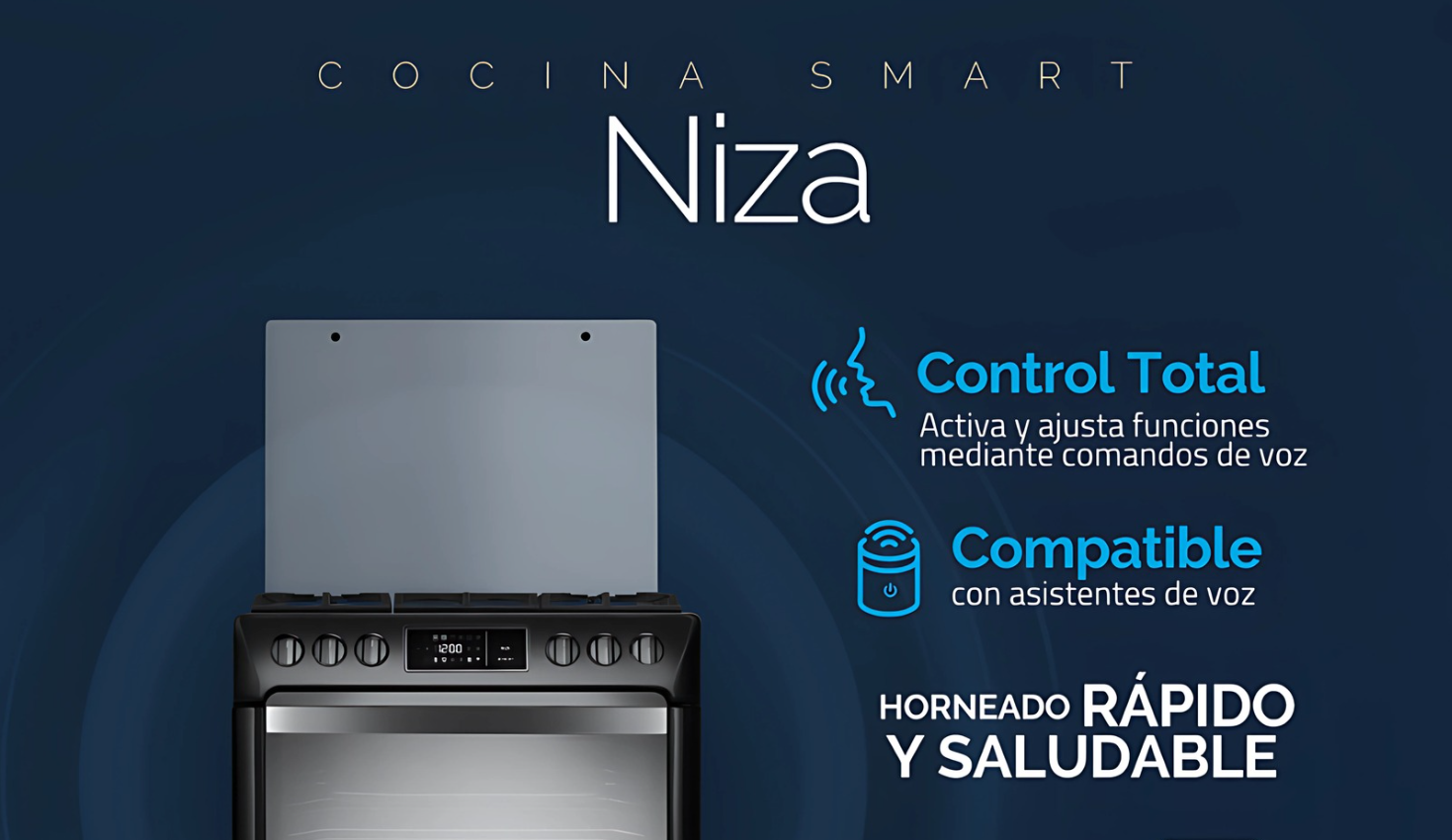 Cocina INDURAMA a gas, Niza Zafiro 5 quemadores 30" Negro