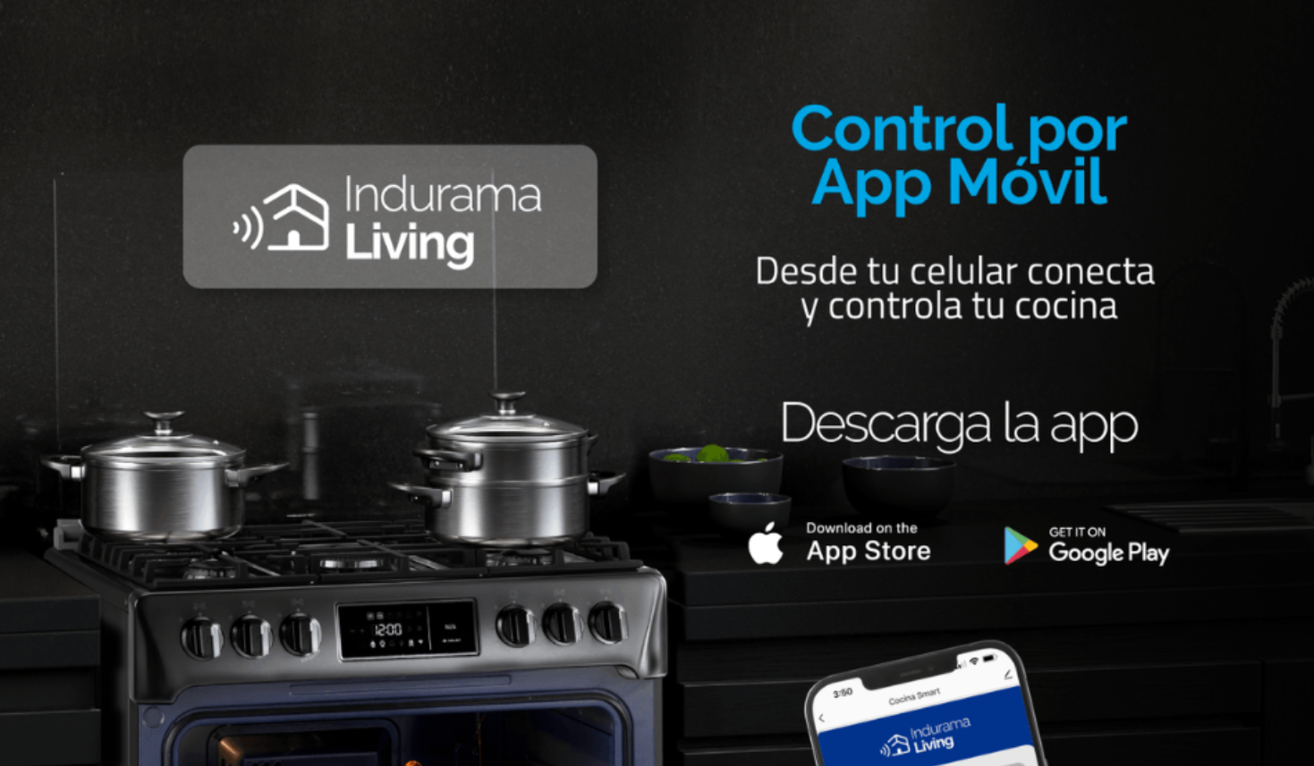 Cocina INDURAMA a gas, Niza Zafiro 5 quemadores 30" Negro