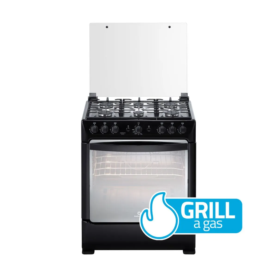 Cocina INDURAMA a gas Sorrento Zafiro 6 quemadores 30" Negro