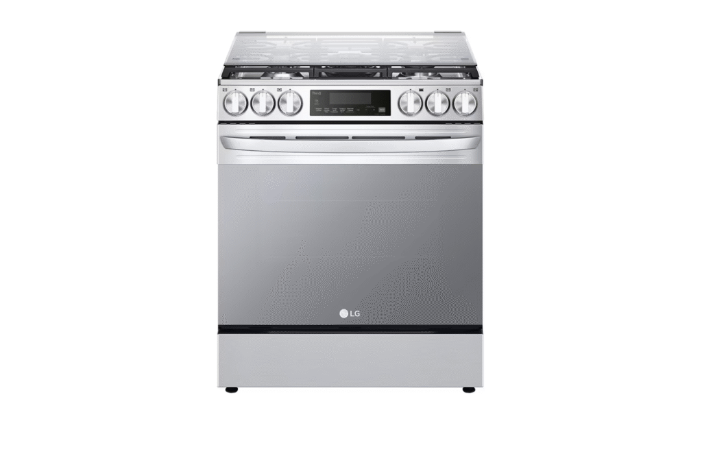 Cocina LG a gas LRGL5845S de 5 quemadores, ThinQ, Air frier