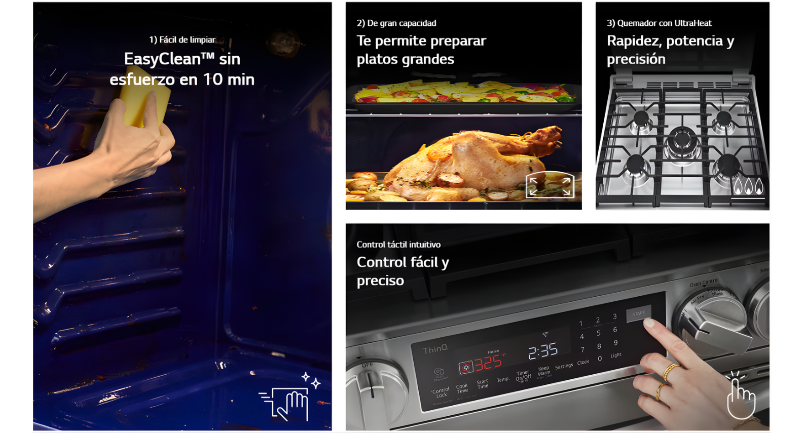 Cocina LG a gas LRGL5845S de 5 quemadores, ThinQ, Air frier