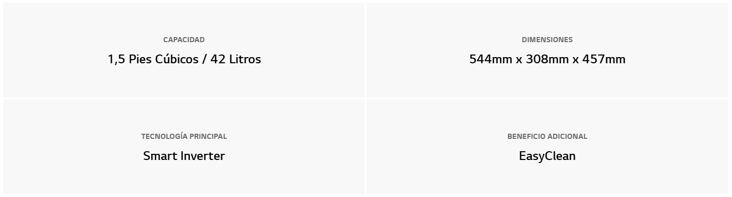 Microondas LG - MH1536GIR Grill, Smart Inverter, NeoChef, 42 lts.