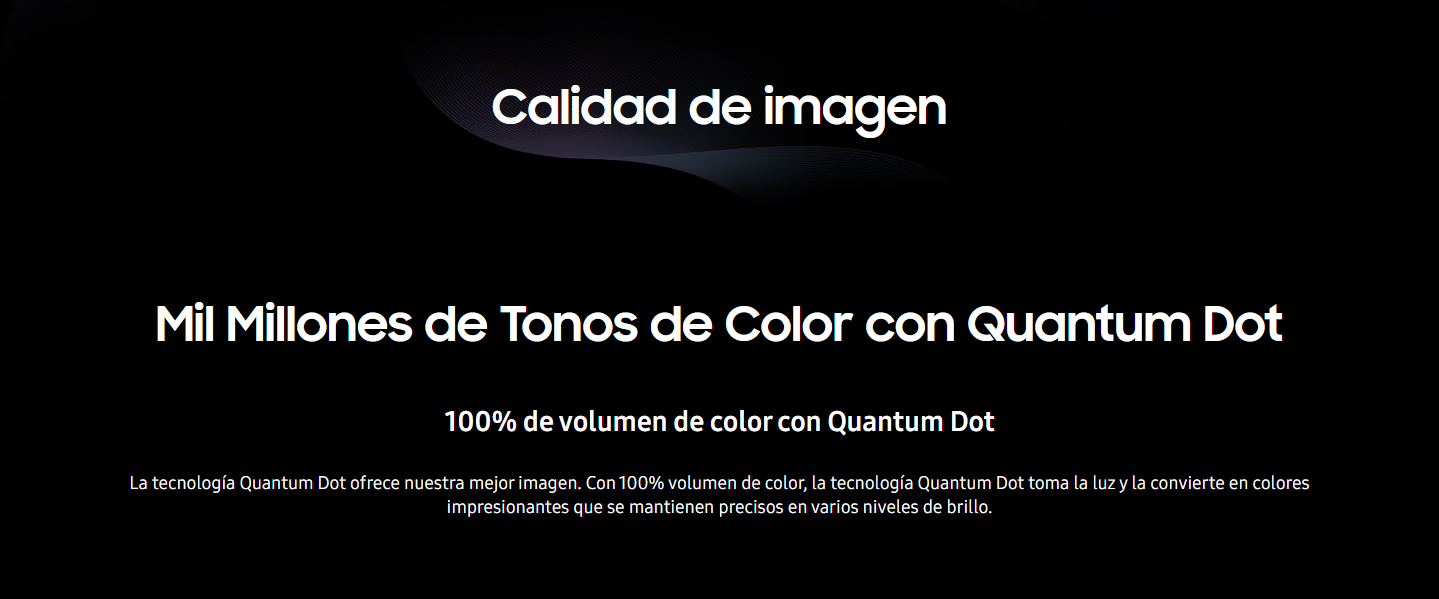 Banner de calidad de imagen Samsung QLED QN65Q7FAAPCZE destacando mil millones de tonos de color con Quantum Dot.