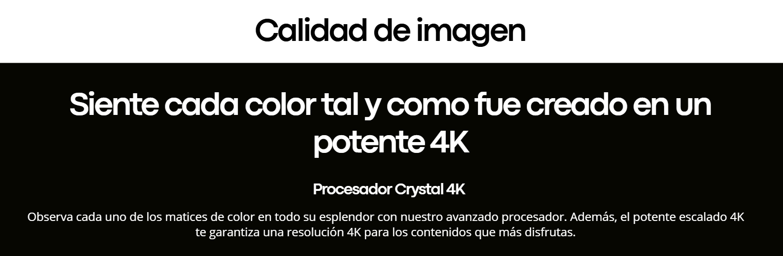 Calidad de imagen y Procesador Crystal 4K del televisor Samsung UN55U8000PCZE con escalado a resolución 4K.