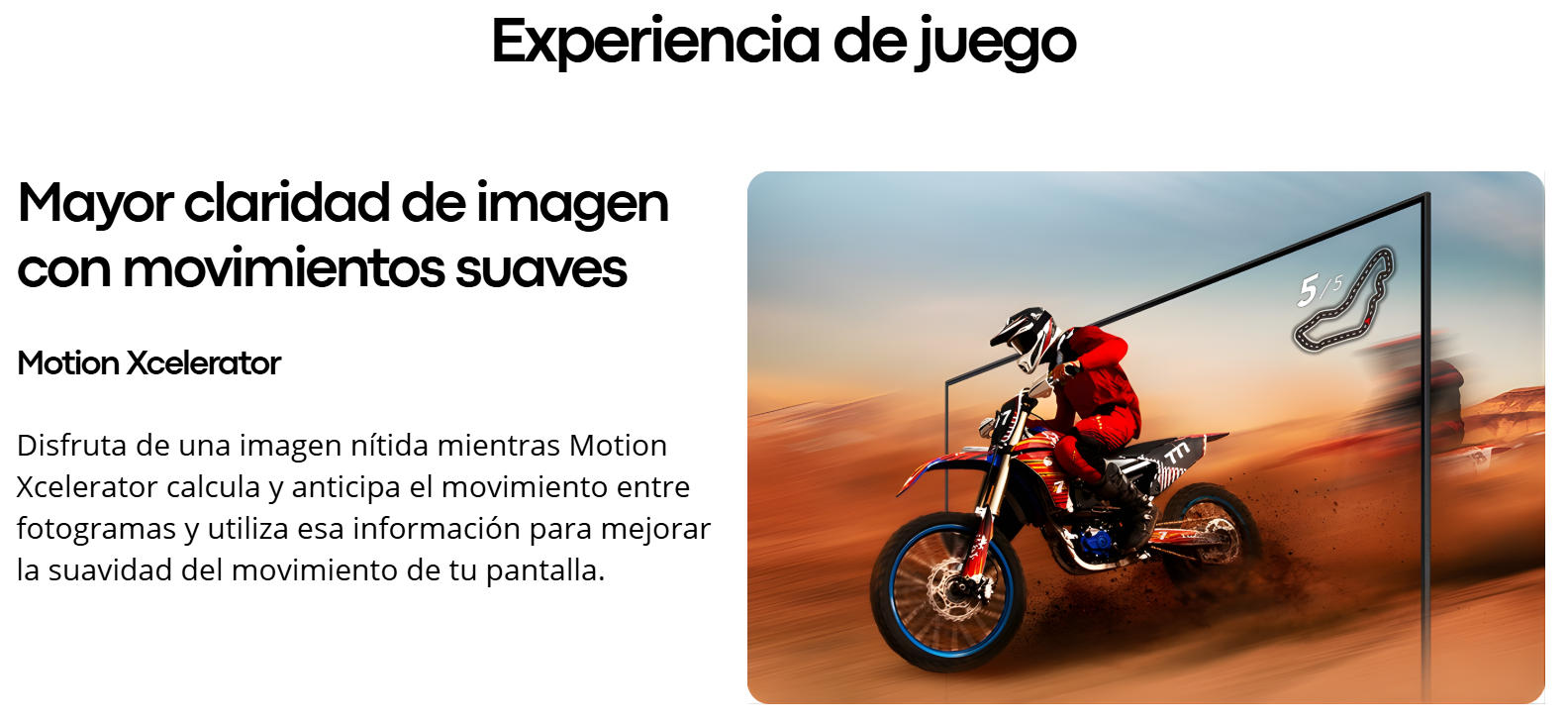 Experiencia de juego con Motion Xcelerator en Samsung UN50U8000PCZE para movimientos suaves y claridad de imagen.