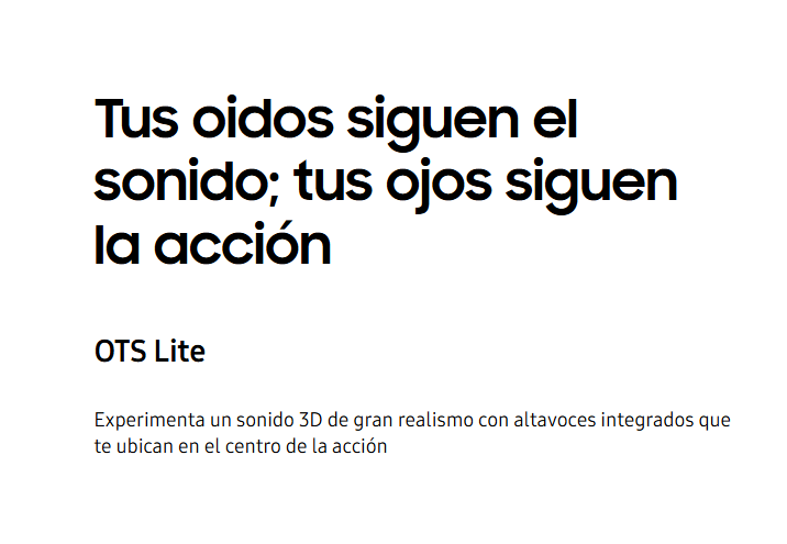 Tecnología de sonido envolvente OTS Lite en Samsung UN50U8000PCZE para una experiencia de audio 3D realista que sigue la acción.
