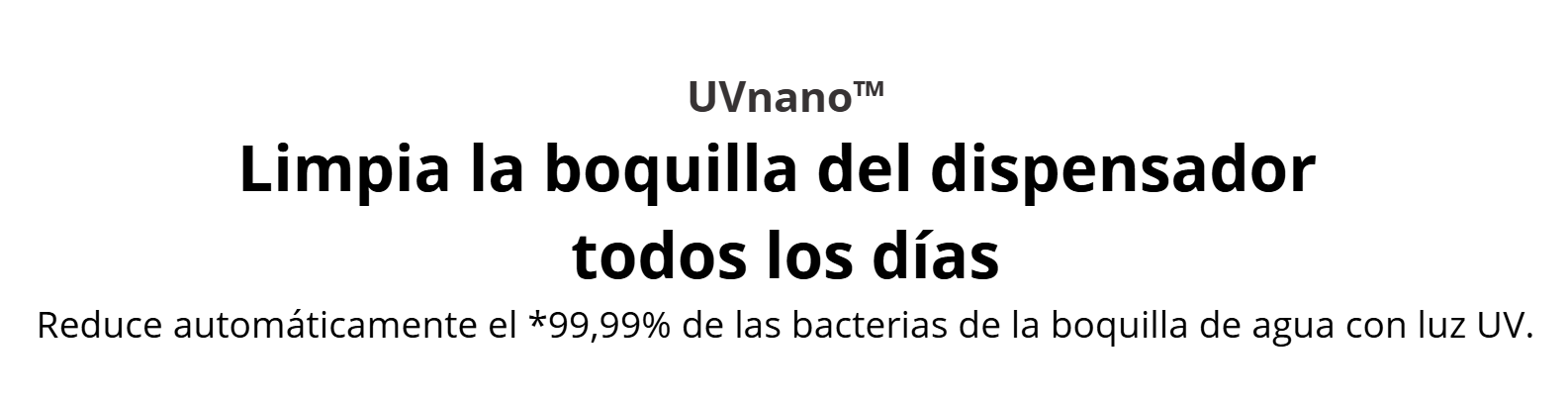 Banner informativo sobre la tecnología de desinfección UVnano de la refrigeradora LG VS25XHWCB.