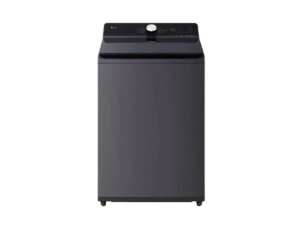 Lavadora de carga superior LG de 23 kg modelo WT23EGTX6 en color gris oscuro vista de frente.